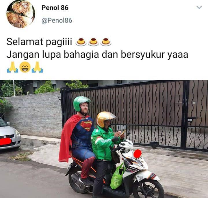 outfit kocak penumpang ojol (instagram.com/lambeonlen)