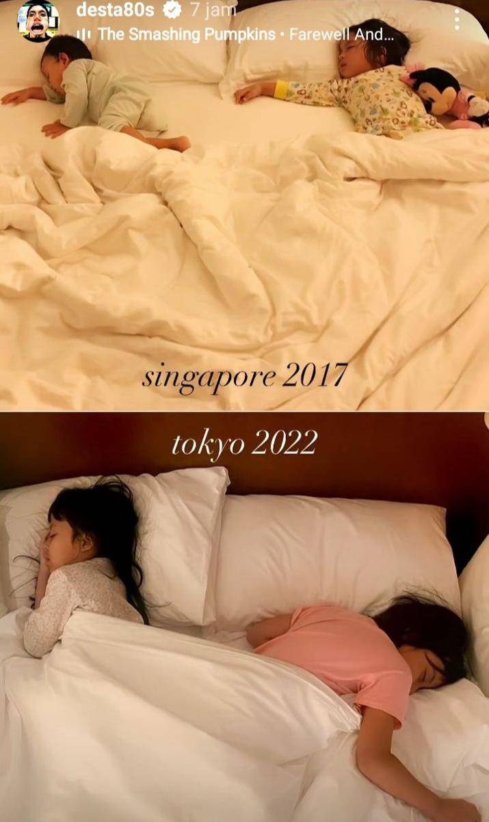 potret Megumi dan Miskha saat tidur (instagram.com/desta80s)