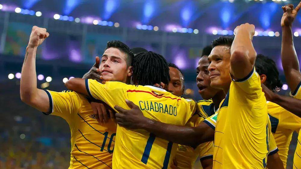 Para pemain Kolombia merayakan gol di Piala Dunia 2014. (fifa.com)