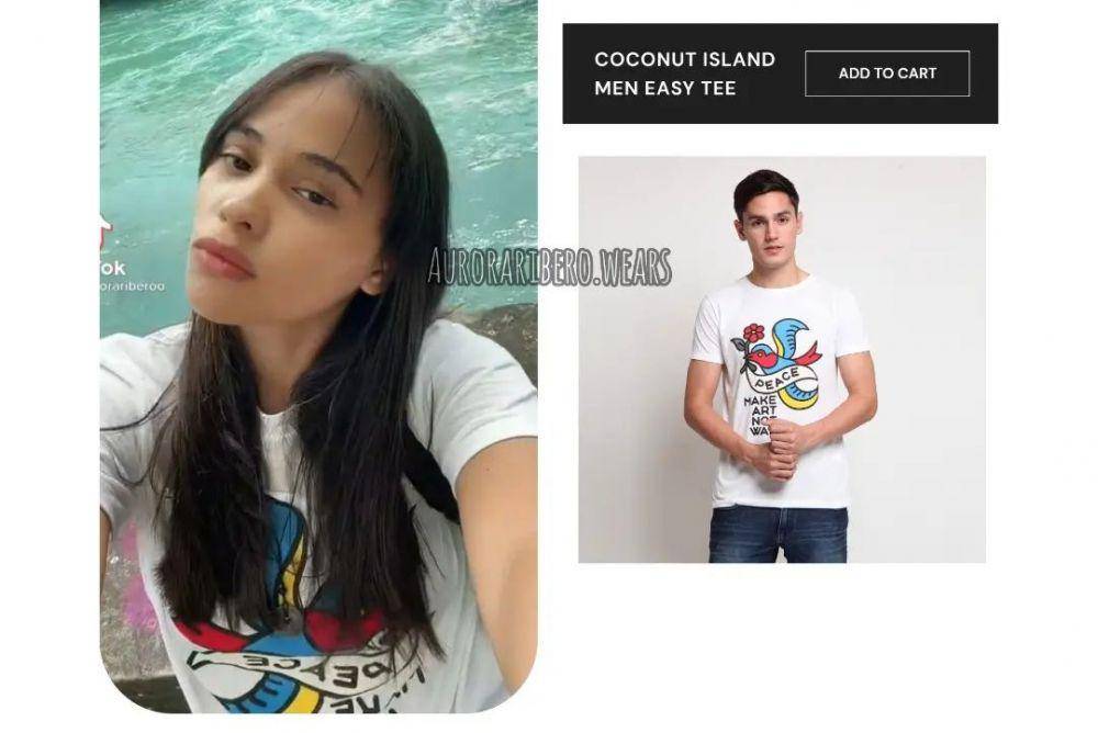 Aurora Ribero memakai kaos dari merk Coconut Island (instagram.com/auroraribero.wears)