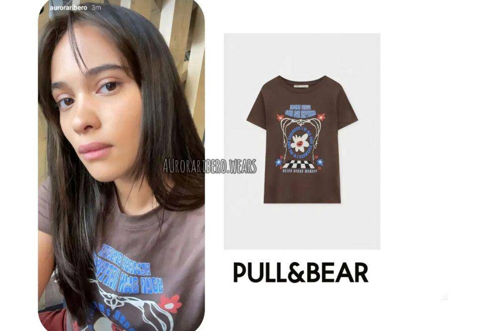 Aurora Ribero memakai kaos dari merk Pull and Bear (instagram.com/auroraribero.wears)