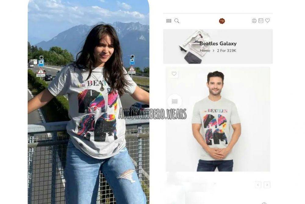 Aurora Ribero memakai kaos dari merk Traffic Room (instagram.com/auroraribero.wears)