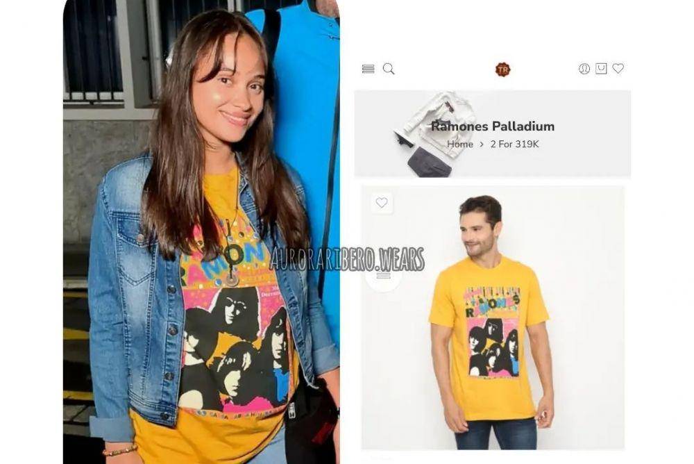 Aurora Ribero memakai kaos dari merk Traffic Room (instagram.com/auroraribero.wears)