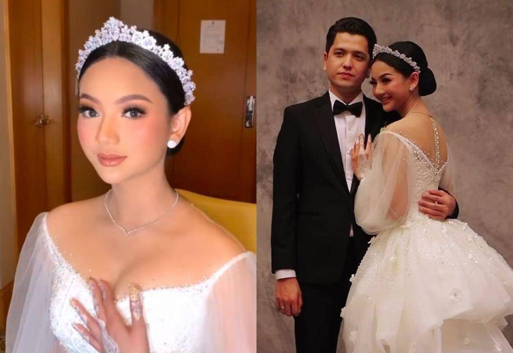 gaun dan makeup resepsi nikah Glenca Chysara (tiktok.com/Hepi David | instagram.com/askyfebrianti)