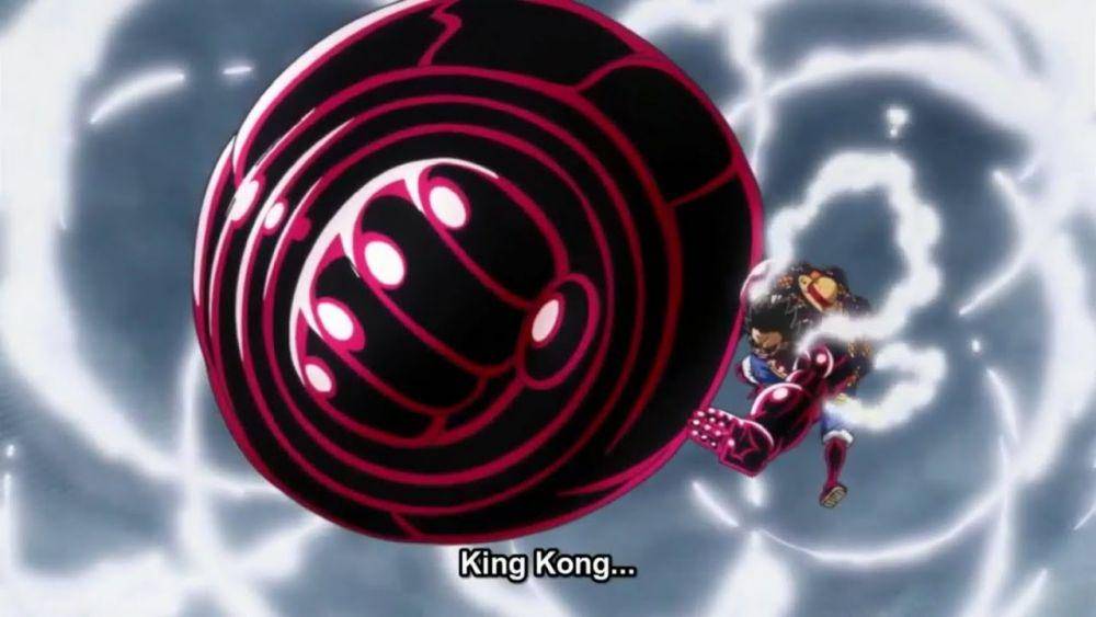 Luffy menggunakan Gomu Gomu no King Kong Gun. (dok. Toei Animation/One Piece)
