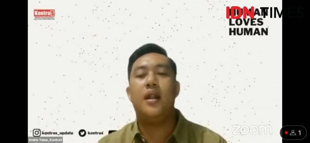 Tangkapan layar Andrie Yunus, Divisi Advokasi Hak Asasi Manusia KontraS, Senin (31/11/2022). (IDN Times/Rivera Jesica Souisa)