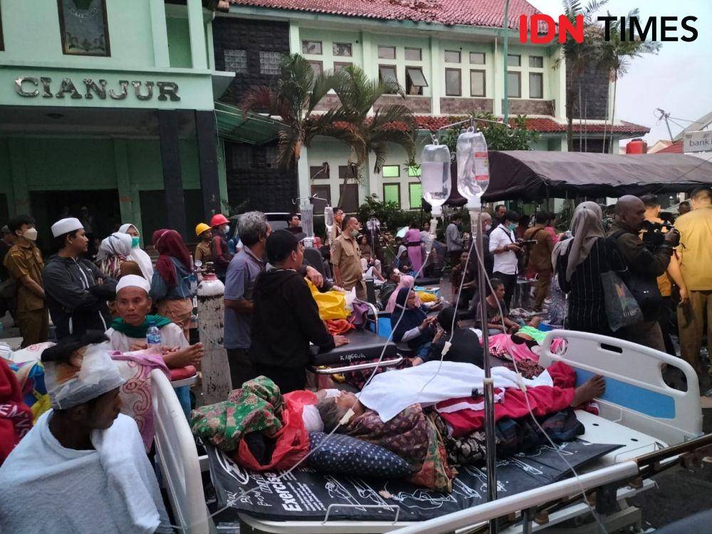 Suasana RSUD Cianjur usai gempa mag 5.6 yang terjadi pada Senin (21/11/2022). (IDN Times/Yogi Pasha)