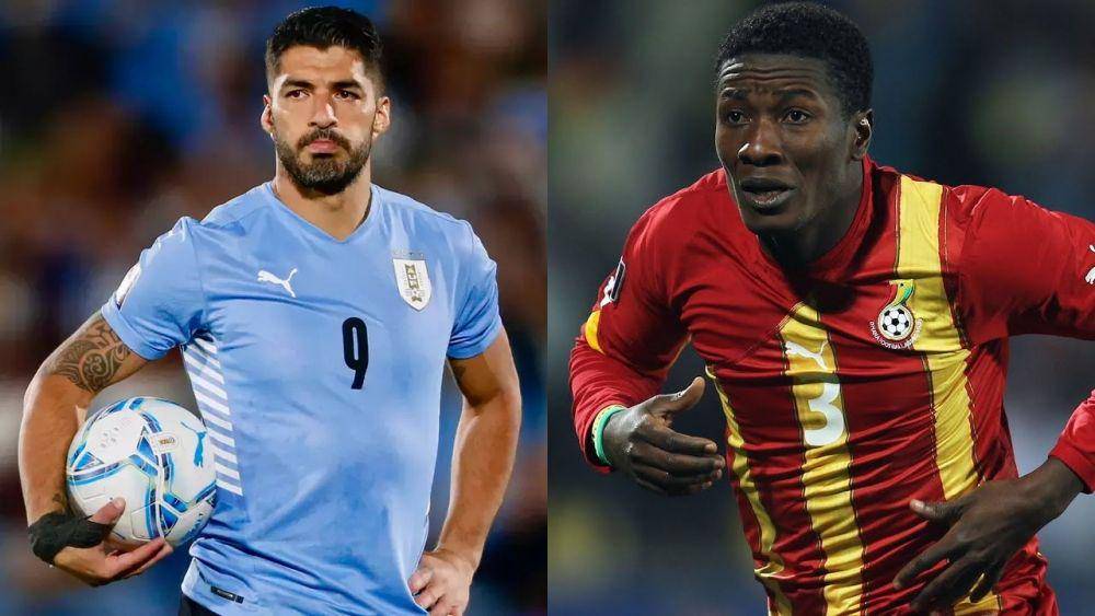 Luis Suarez dan Asamoah Gyan (fifa.com)