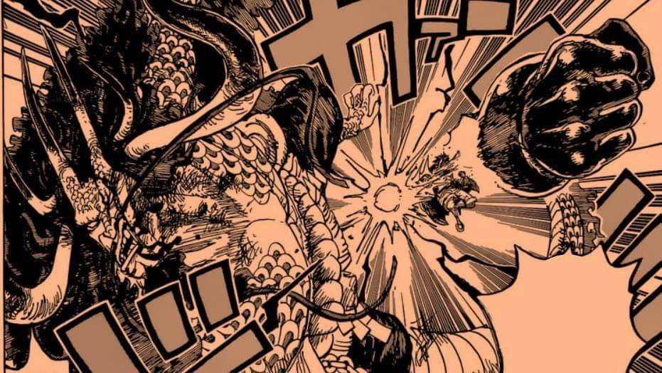 Luffy Roc Gun menghadapi Kaido. (Dok. Shueisha/One Piece)