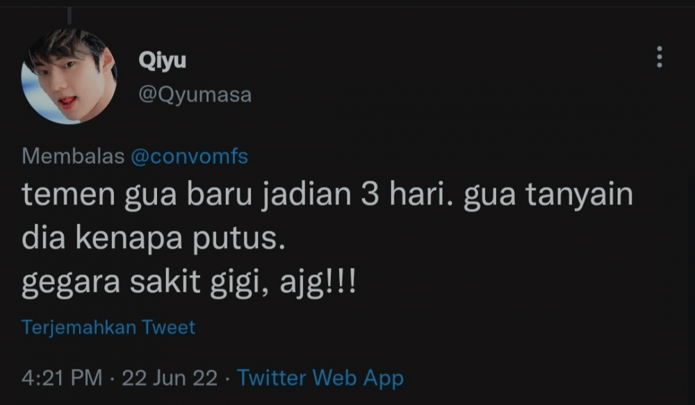 alasan putus warganet (twitter.com/Qyumasa)
