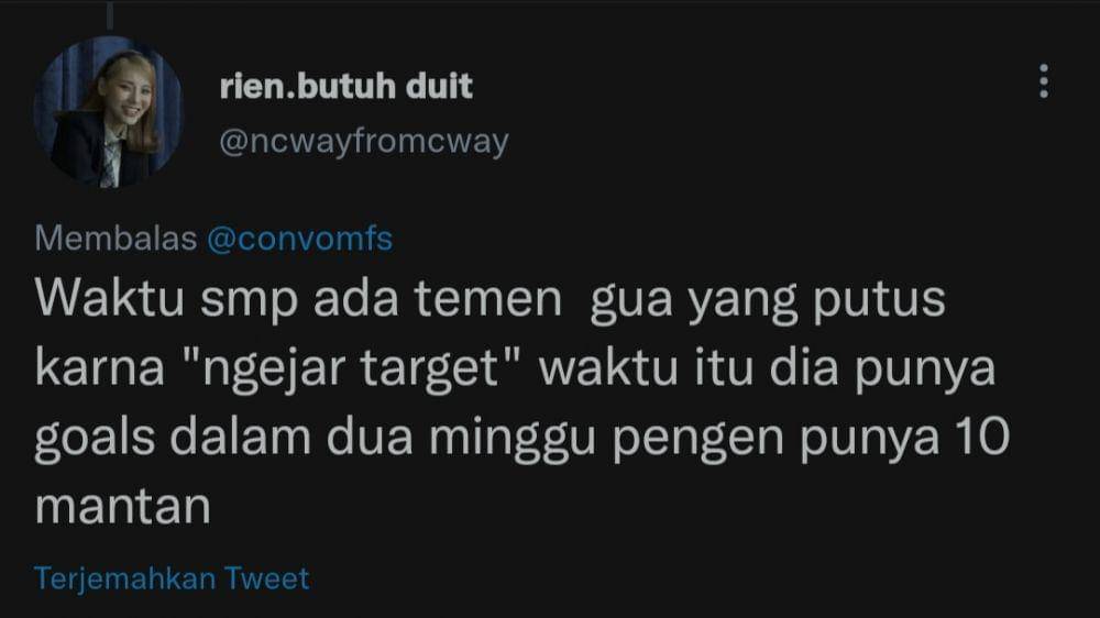 alasan putus warganet (twitter.com/ncwayfromcway)