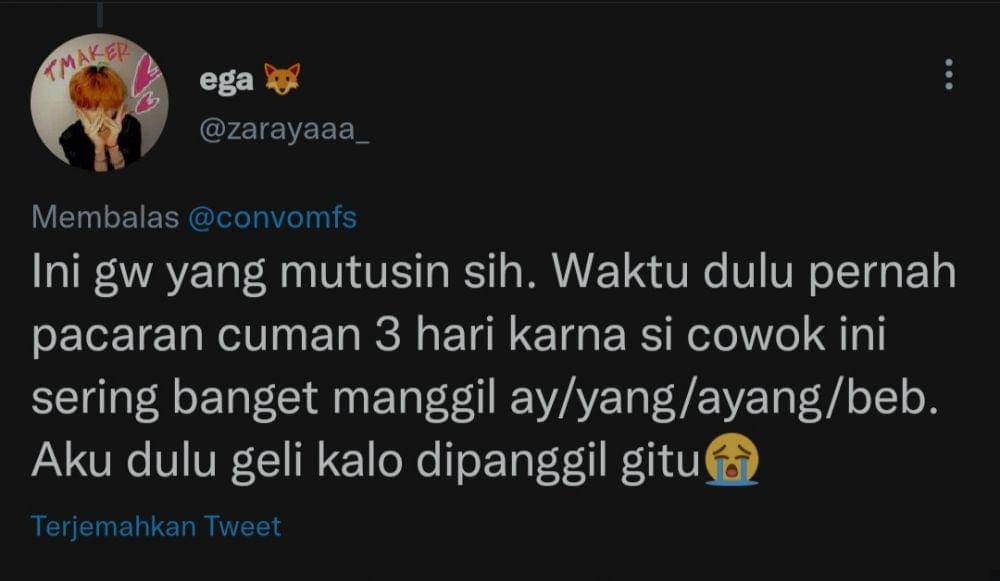 alasan putus warganet (twitter.com/zarayaaa_)