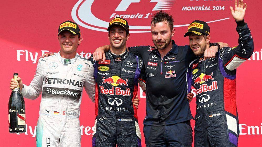 Daniel Ricciardo saat meraih kemenangan perdana bersama Red Bull di GP Kanada 2014 (formula1.com)