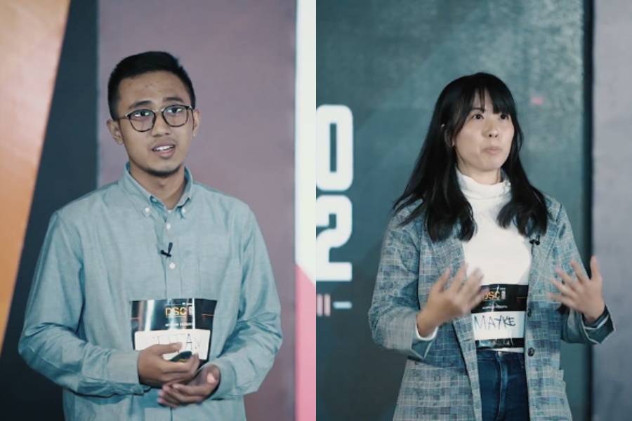 Dua peserta DSC 2022 mempresentasikan bisnisnya di hadapan para Coach dalam seleksi nasional DSC 2022 (Dok. Diplomat Success Challenge)
