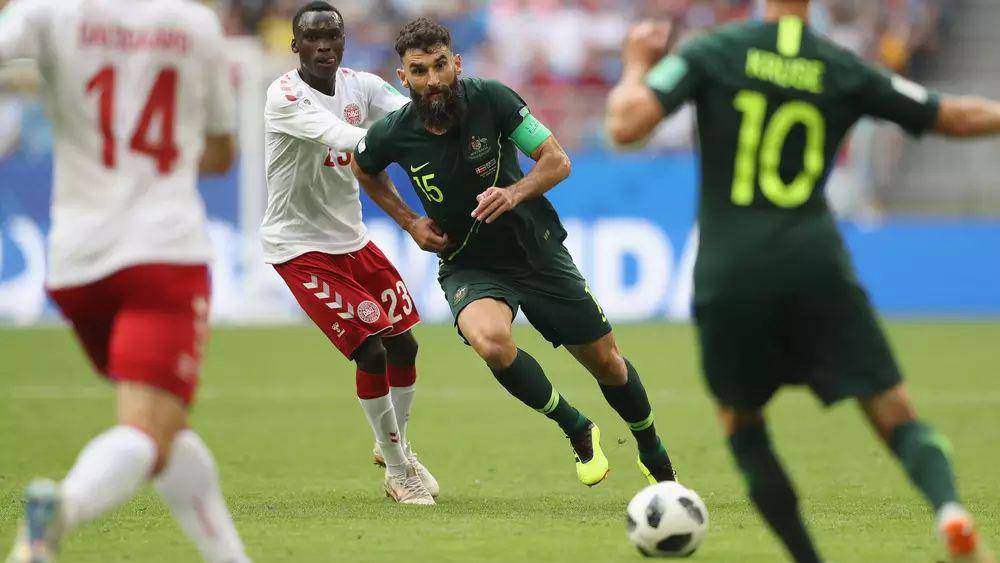 Denmark melawan Australia di Piala Dunia 2018. (fifa.com)