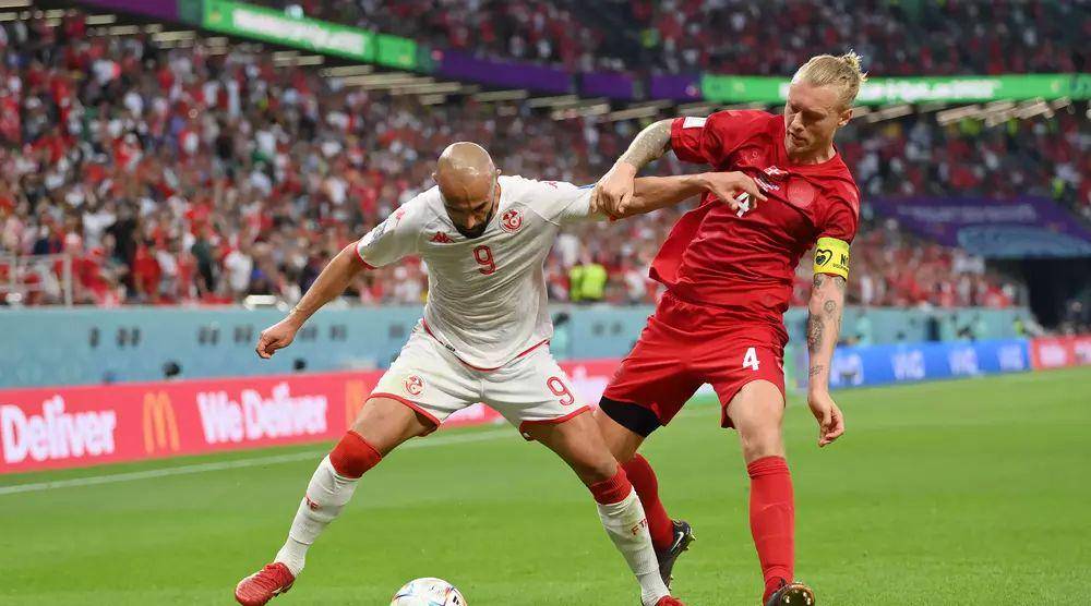Denmark melawan Tunisia di Piala Dunia 2022. (fifa.com)