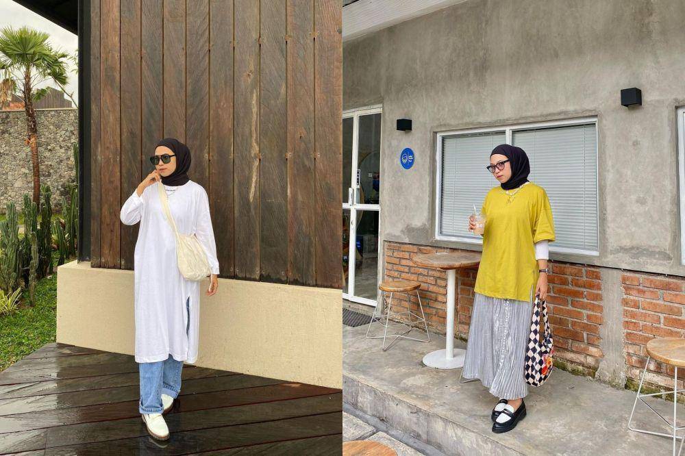 ide outfit hijab dengan t shirt ala Wiza Liana (instagram.com/wza.lf)