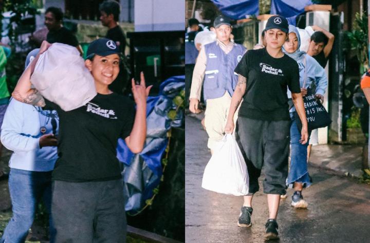 10 Potret Awkarin Jadi Relawan di Cianjur, Jauh dari Menye-menye