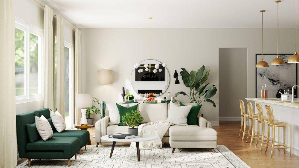 ilustrasi desain rumah minimalis modern dengan tampilan ruang yang elegan (unsplash.com/Spacejoy)