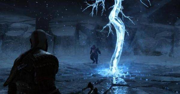 Fenomena petir membeku akibat benturan Leviathan Axe dan Mjolnir ( Dok. Santa Monica Studio / God of War: Ragnarok )