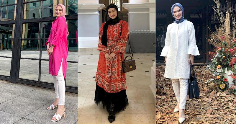 9 Cara Padukan Tunik untuk Hijabers ala Melody Laksani