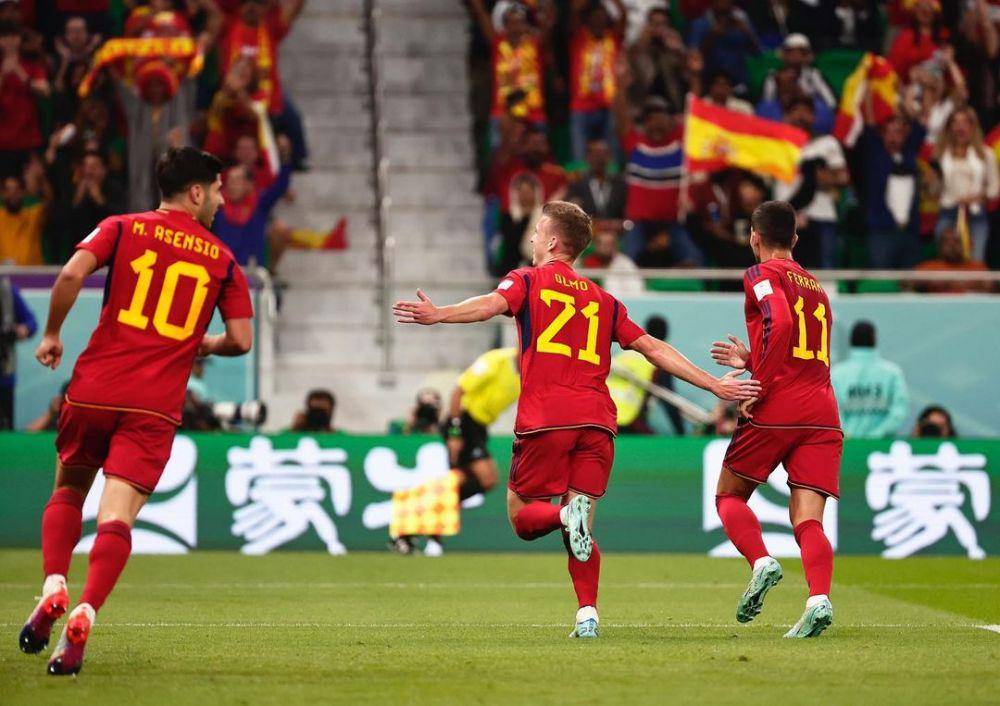 Dani Olmo merayakan gol ke gawang Kosta Rika di Piala Dunia 2022. (instagram.com/daniolmo7)
