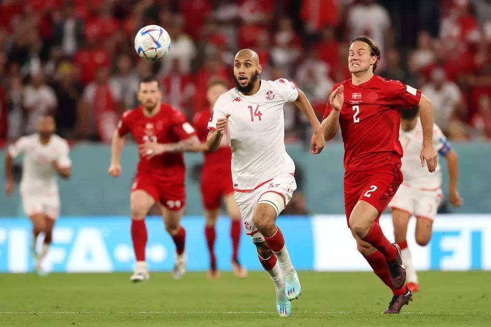 Denmark melawan Tunisia di Piala Dunia 2022. (fifa.com)