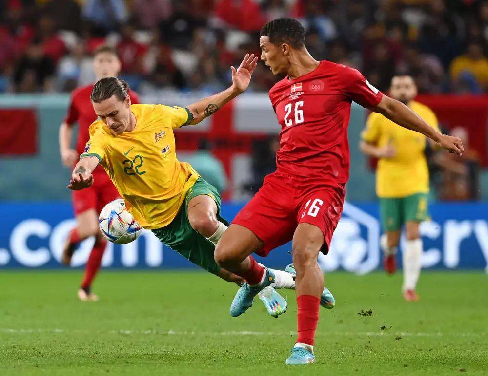 Denmark melawan Australia di Piala Dunia 2022. (fifa.com)