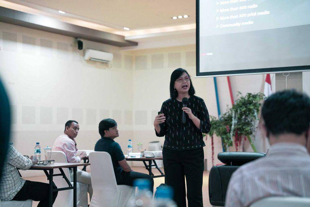 Uni Lubis di acara Pelatihan Jurnalistik dan Content Creator IDN Times-Inalum (dok.IDNTimes/Dayu Yudana/bt)