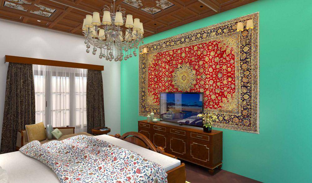ilustrasi dekorasi kamar dengan permadani (britishpaints.in)