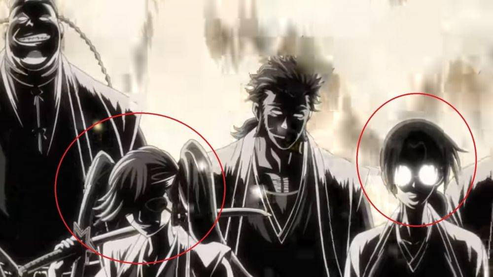 Dua sosok yang dilingkari adalah Saito dan Katori. (Dok. Pierrot/Bleach: Thousand-Year Blood War)