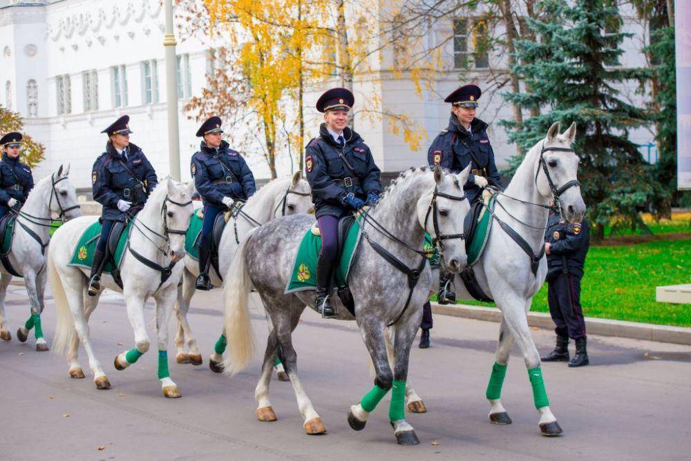 Polisi Rusia menunggang kuda Orlov Trotter (Twitter.com/Russian Mounted Police)