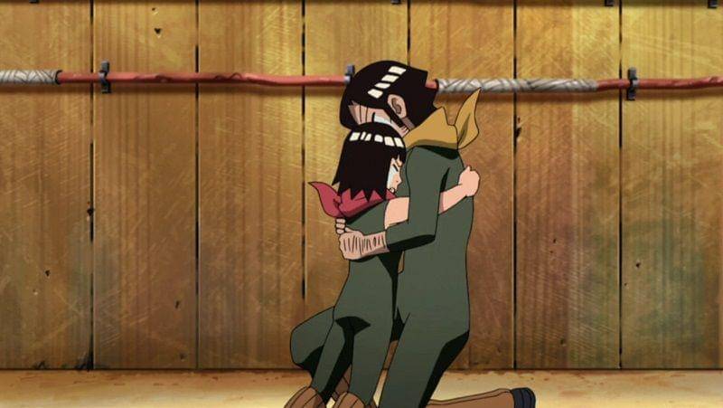 Might Duy memeluk anaknya. (Dok. Pierrot/Naruto Shippuden)