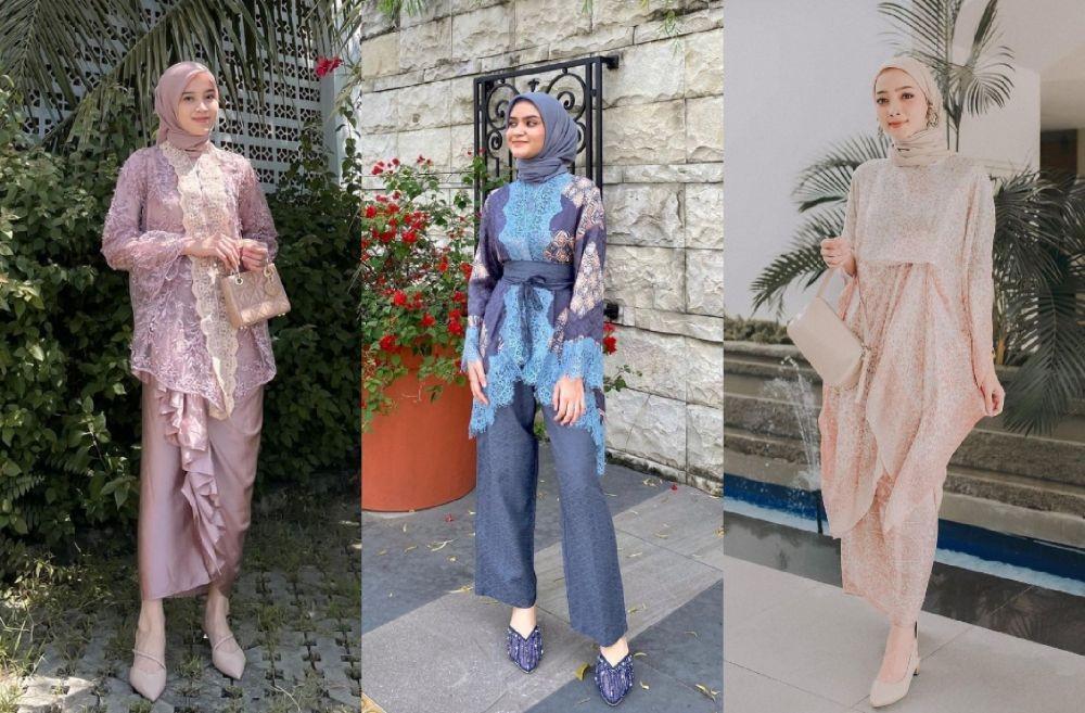 10 Referensi Kebaya Set Hijab Warna Senada, Modelnya Kekinian!