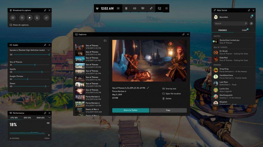 Tampilan dalam Xbox Game Bar lebih lengkap, tapi masih mudah dipelajari. (microsoft.com)