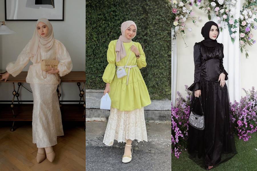 Outfit kondangan simple. (instagram.com/meiraniap / instagram.com/emyaghnia / instagram.com/meiraniap)