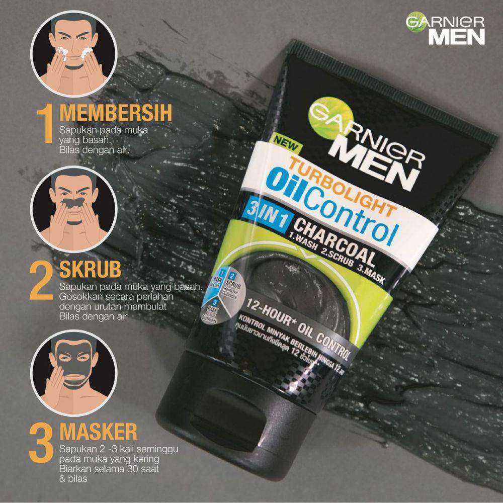 Ilustrasi Garnier Men Turbolight Oil Control 3in1 charcoal (instagram.com/garniermenmy)