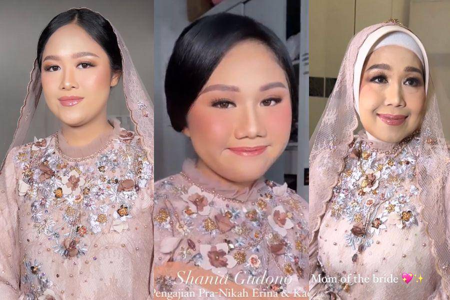Gaya busana dan makeup keluarga Erina di pengajian Kaesang-Erina (instagram.com/liapharaohmakeup)