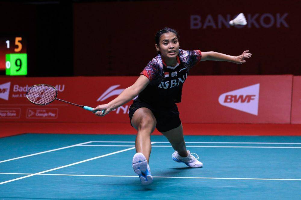 Gregoria Mariska Tunjung di hari kedua babak penyisihan grup BWF World Tour Finals 2022 (dok. PP PBSI)