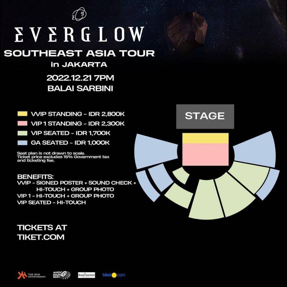 harga tiket dan seating plan konser EVERGLOW (instagram.com/magicsoundkpop)