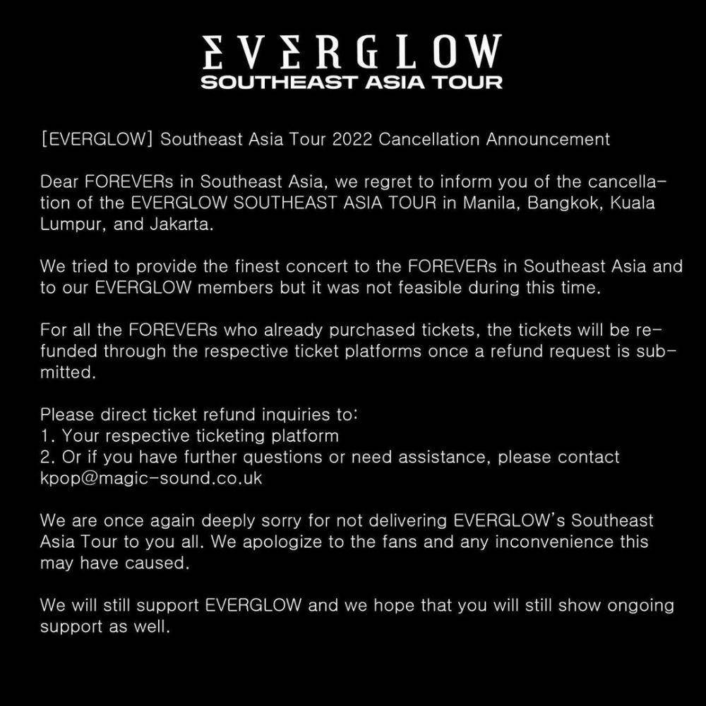 konser EVERGLOW dibatalkan (instagram.com/magicsoundkpop)