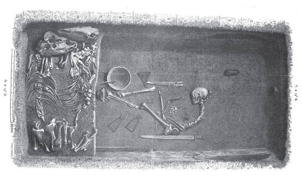 sketsa makam viking (Evalo Hansen, Public domain, via Wikimedia Commons)