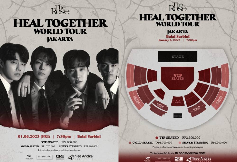 harga tiket konser The Rose di Jakarta (twitter.com/Threeanglespro)