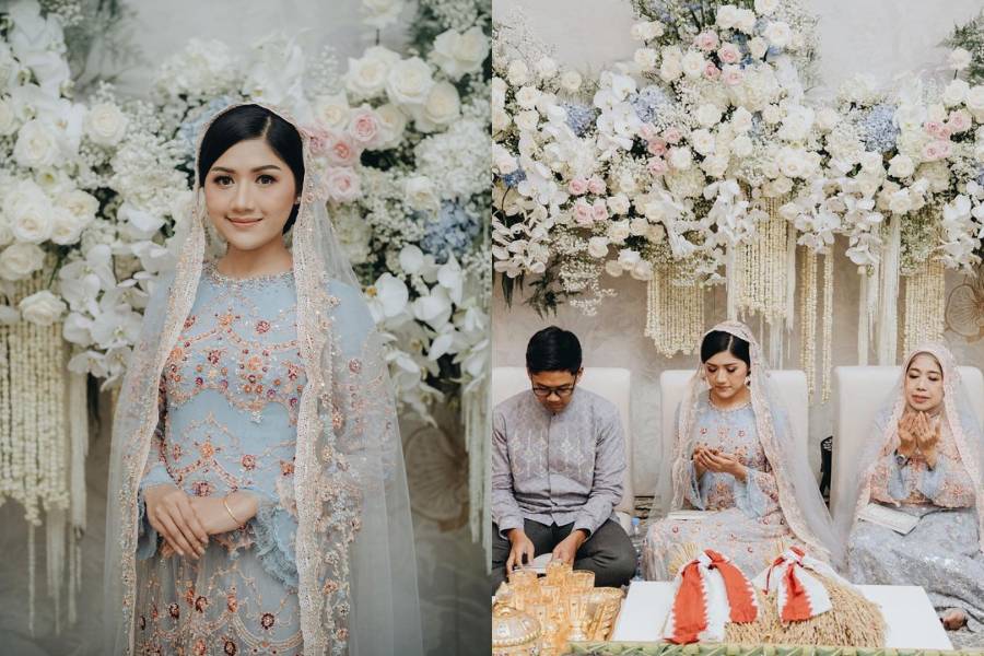 Busana dan makeup Erina Gudono. (instagram.com/morden.co / instagram.com/thebridestory)