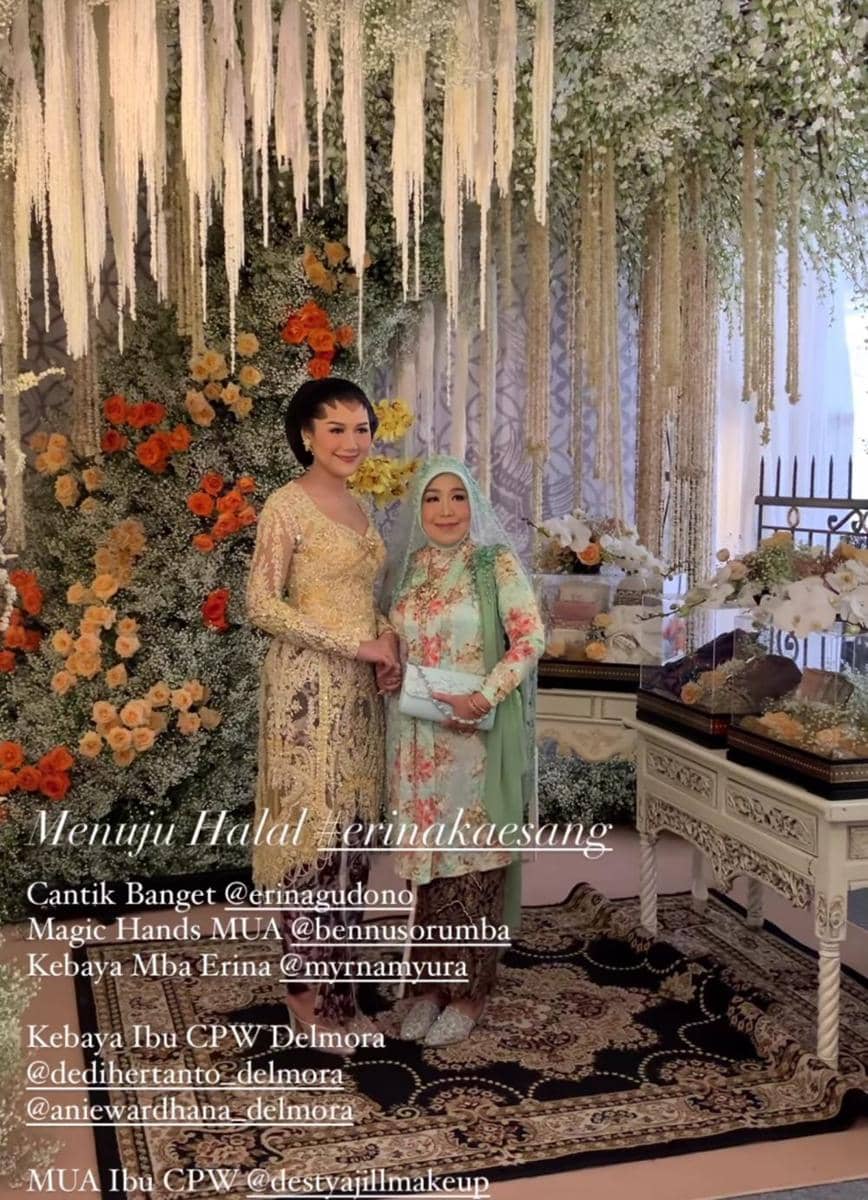 Busana dan makeup Midodareni Erina Gudono (instagram.com/delmoraattire)