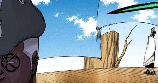 Shutara memperlihatkan ilusi yang tercipta dari kainnya (Dok. Shueisha / Bleach )