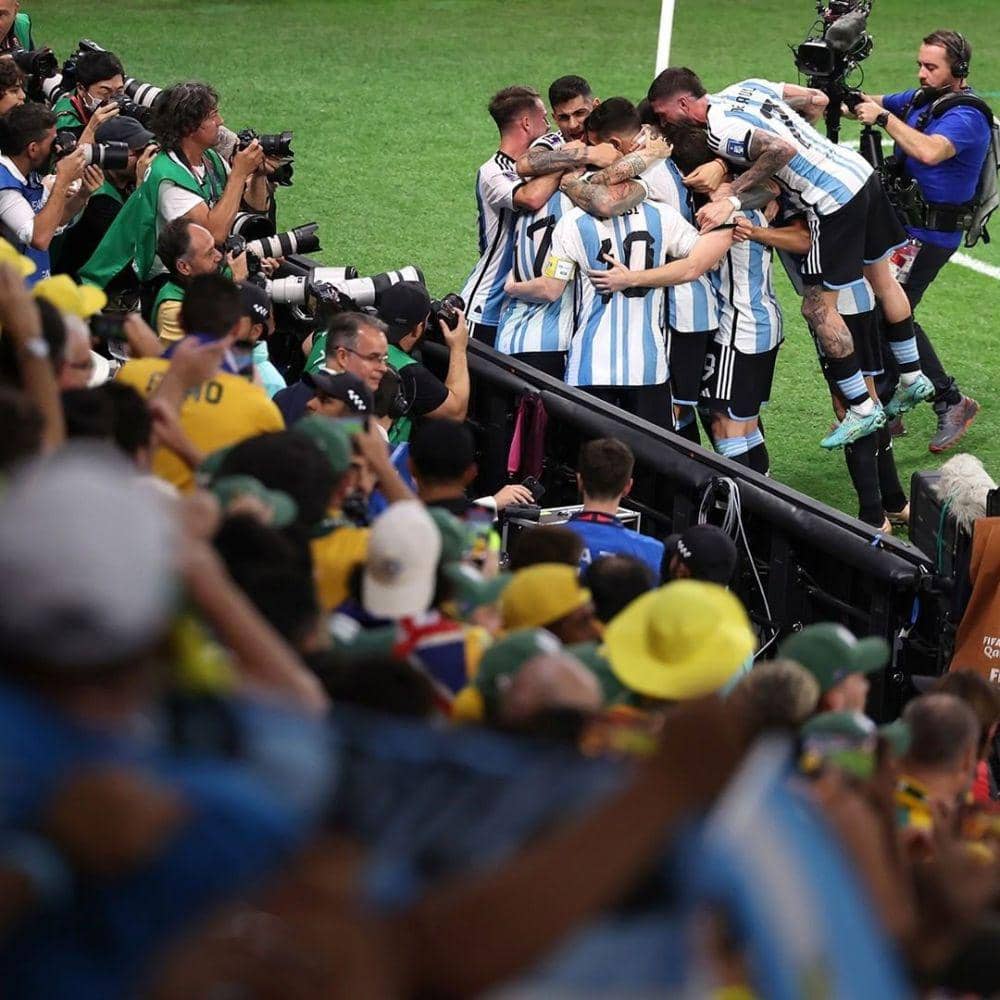 Pemain timnas Argentina saat merayakan gol. (Instagram.com/afaseleccion)