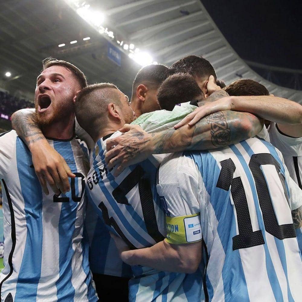 Pemain timnas Argentina saat merayakan gol. (Instagram.com/afaseleccion)