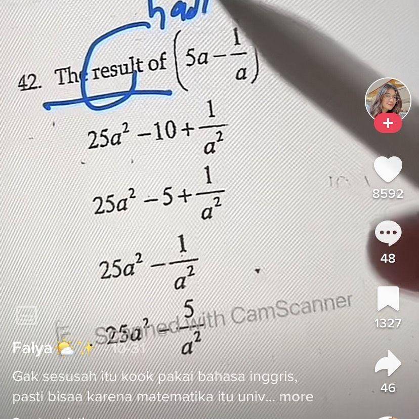 penyelesaian soal matematika oleh falya (dok.tiktok.com/FalyaAqiela)