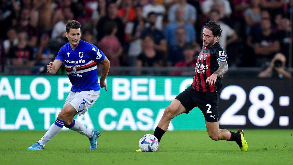 Aksi Davide Calabria saat melawan Sampdoria. (twitter.com/davidecalabria2)